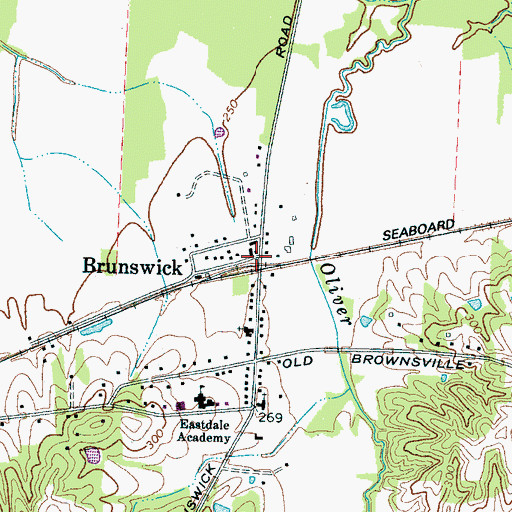 Topographic Map of Brunswick, TN