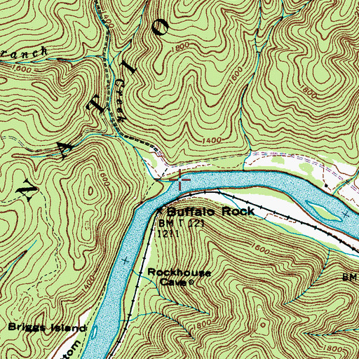 Topographic Map of Brush Creek, TN