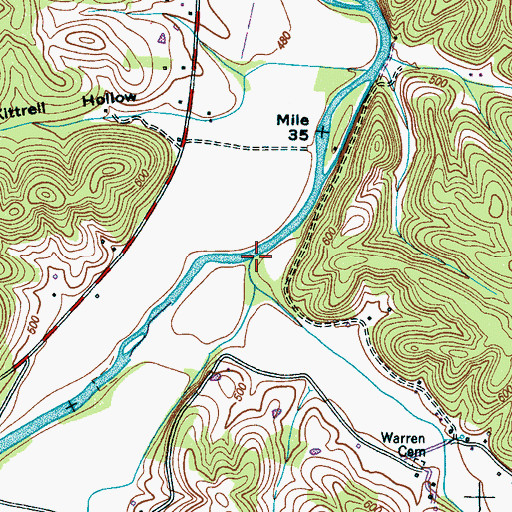 Topographic Map of Brush Creek, TN
