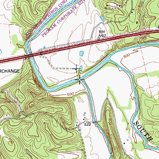 Topographic Map of Brush Creek, TN