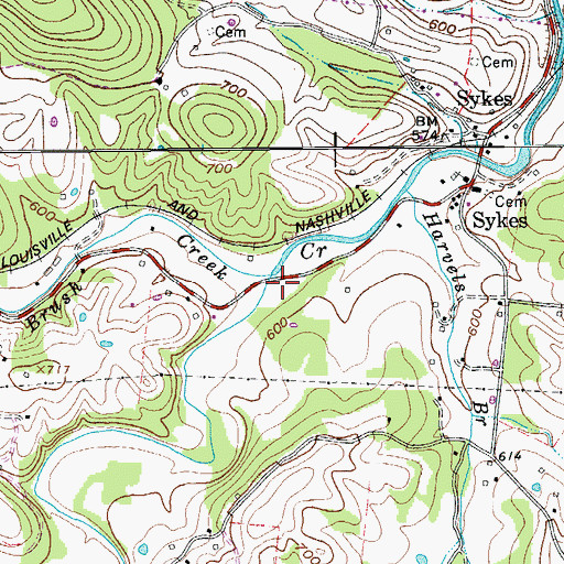 Topographic Map of Brush Creek, TN