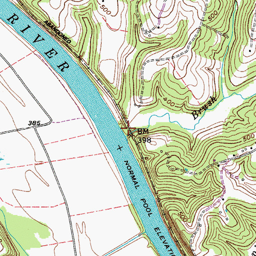 Topographic Map of Brush Creek, TN