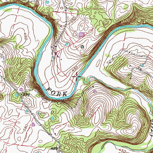 Topographic Map of Brush Creek, TN
