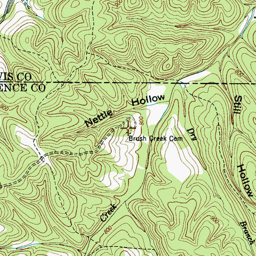 Topographic Map of Brush Creek Cemetery, TN