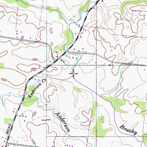 Topographic Map of Brushy Branch, TN