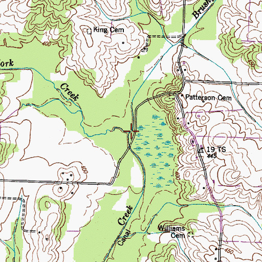 Topographic Map of Brushy Branch, TN