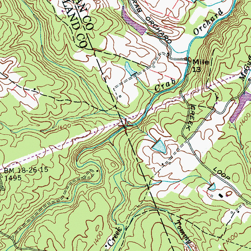 Topographic Map of Brushy Creek, TN