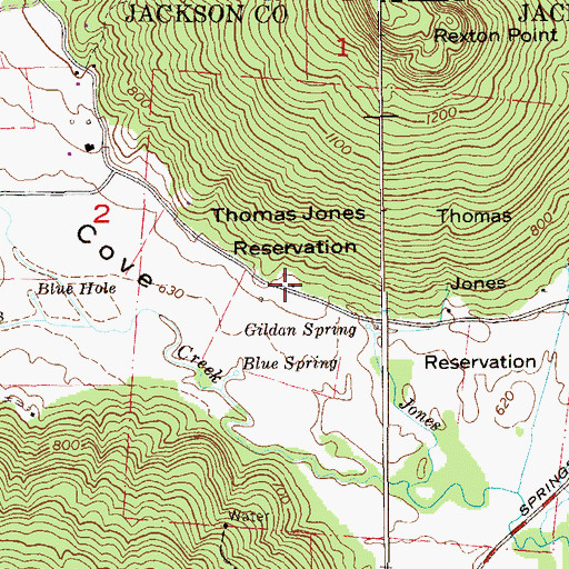 Topographic Map of Thomas Jones Reservation, AL