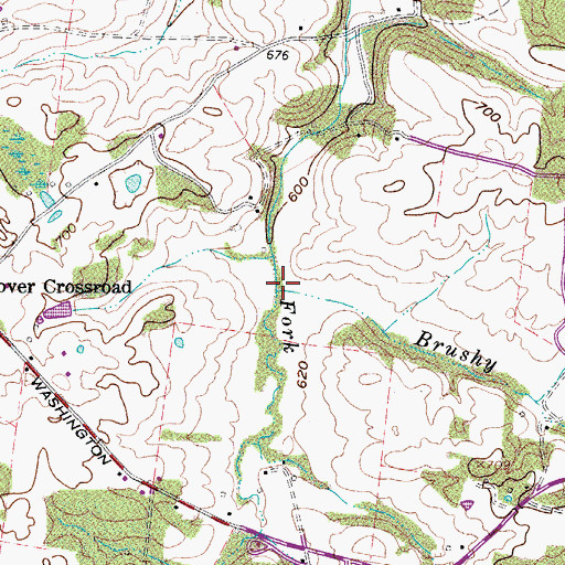Topographic Map of Brushy Creek, TN