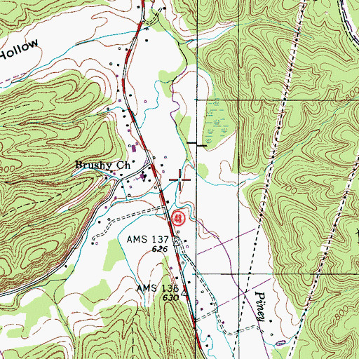 Topographic Map of Brushy Fork, TN