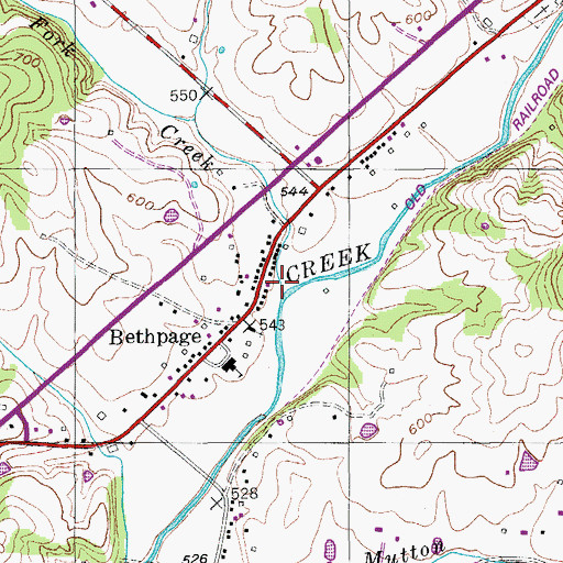 Topographic Map of Brushy Fork Creek, TN