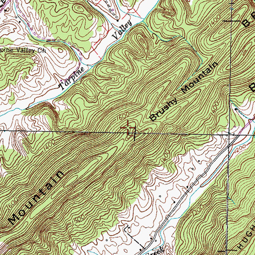 Topographic Map of Brushy Mountain, TN