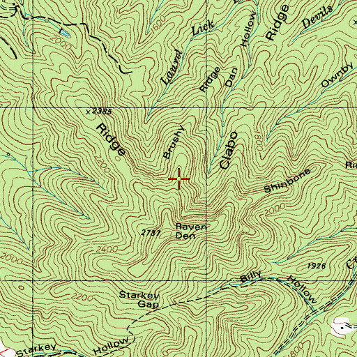 Topographic Map of Brushy Ridge, TN