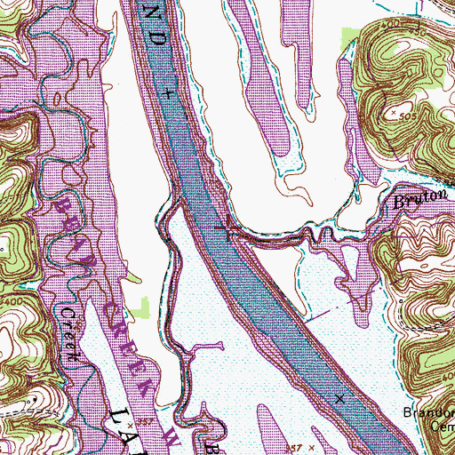 Topographic Map of Bruton Spring Branch, TN