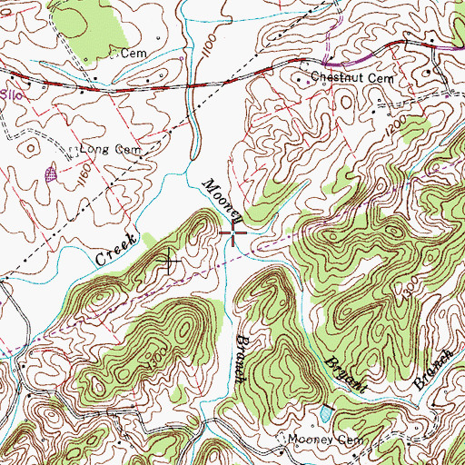 Topographic Map of Bryant Branch, TN