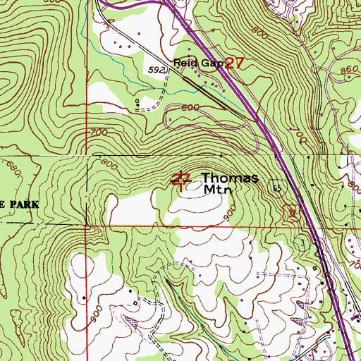 Topographic Map of Thomas Mountain, AL
