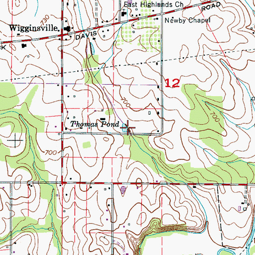 Topographic Map of Thomas Pond, AL
