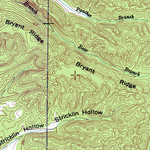 Topographic Map of Bryant Ridge, TN