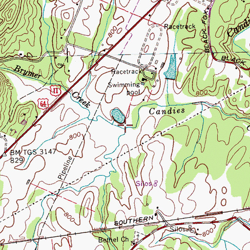Topographic Map of Brymer Creek, TN
