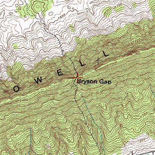 Topographic Map of Bryson Gap, TN
