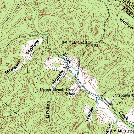 Topographic Map of Bryson Hollow, TN