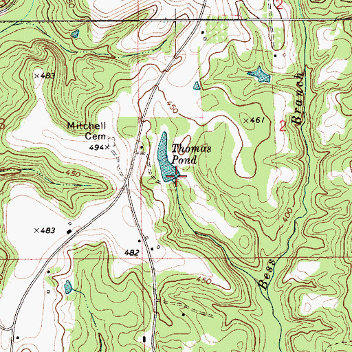 Topographic Map of Thomas Pond, AL