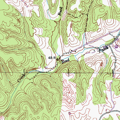 Topographic Map of Buck Branch, TN
