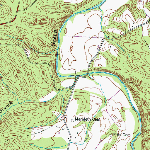 Topographic Map of Buck Branch, TN