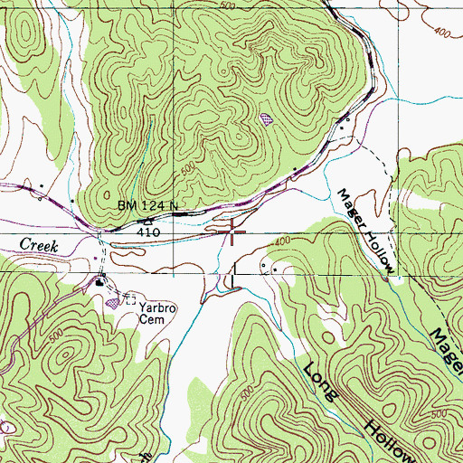 Topographic Map of Buck Branch, TN