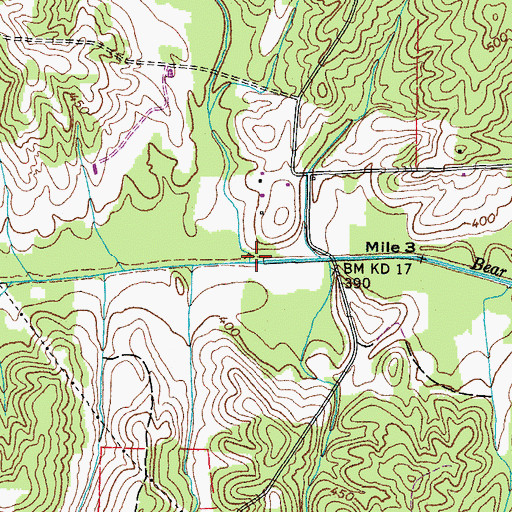 Topographic Map of Buck Branch, TN