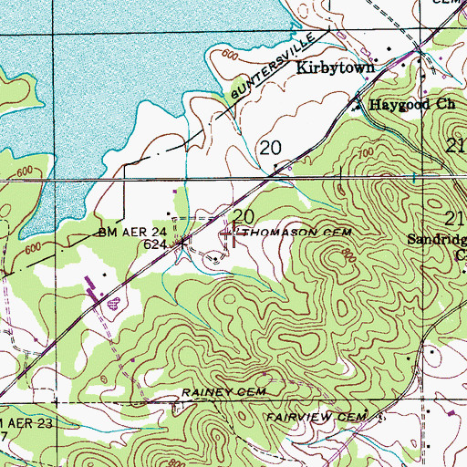 Topographic Map of Thomason Cemetery, AL