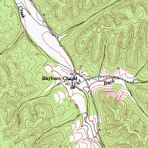 Topographic Map of Buck Creek, TN
