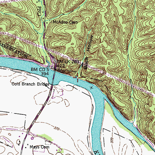 Topographic Map of Buck Hollow, TN
