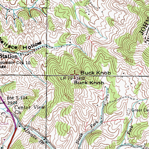Topographic Map of Buck Knob, TN