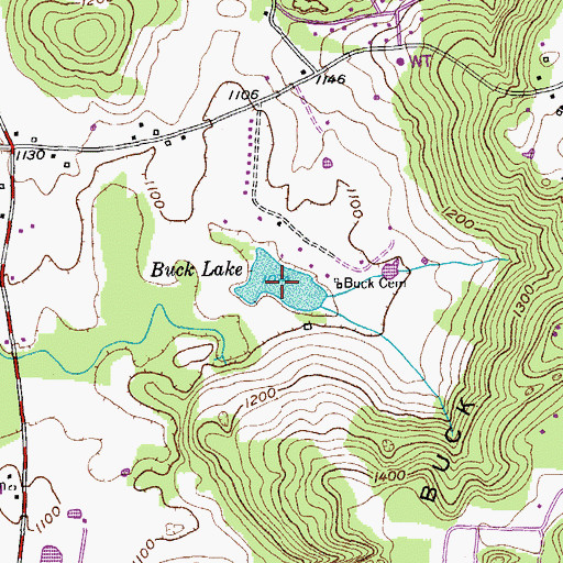 Topographic Map of Buck Lake, TN