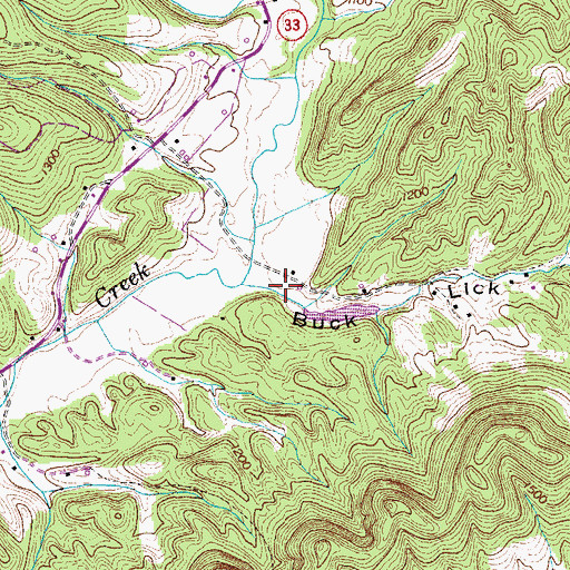Topographic Map of Buck Lick Hollow, TN