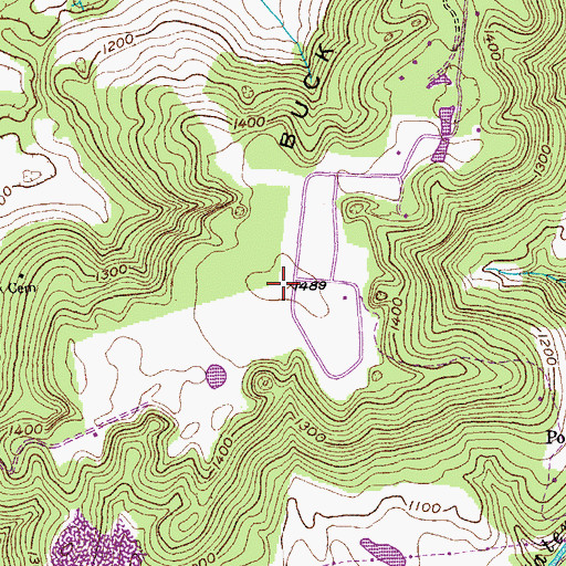 Topographic Map of Buck Mountain, TN