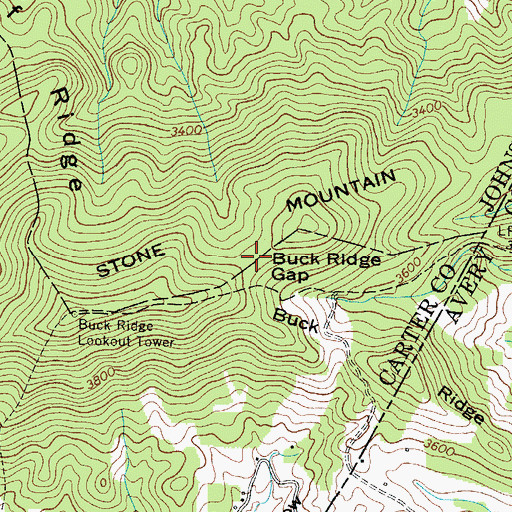 Topographic Map of Buck Ridge Gap, TN