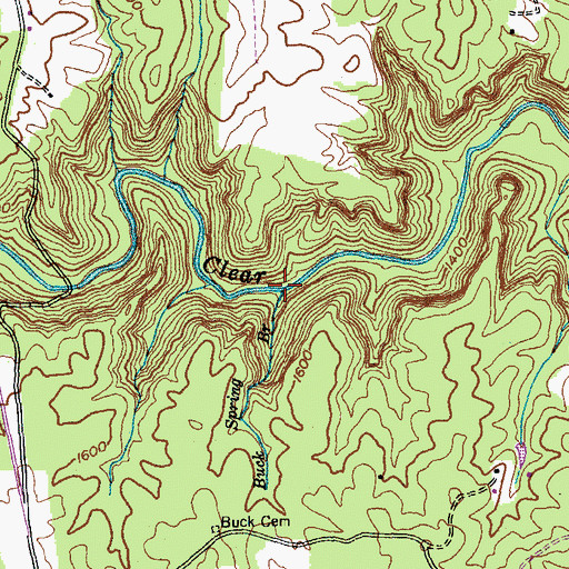 Topographic Map of Buck Spring Branch, TN
