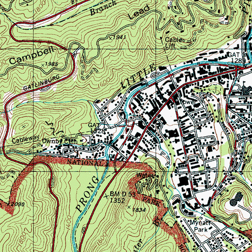 Topographic Map of Buckberry Branch, TN