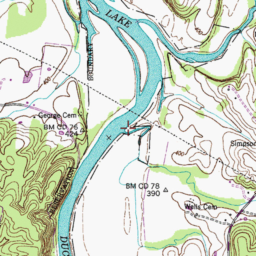 Topographic Map of Bucket Branch, TN