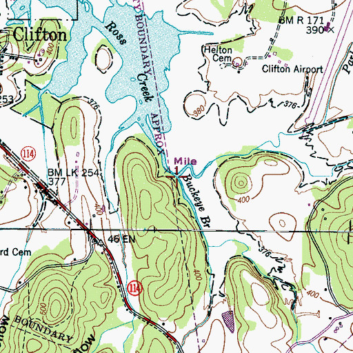 Topographic Map of Buckeye Branch, TN