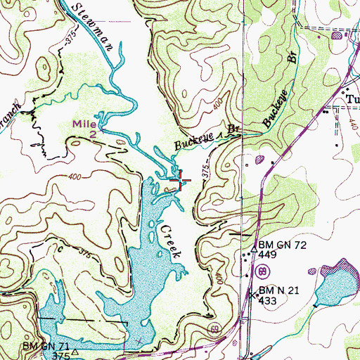 Topographic Map of Buckeye Branch, TN