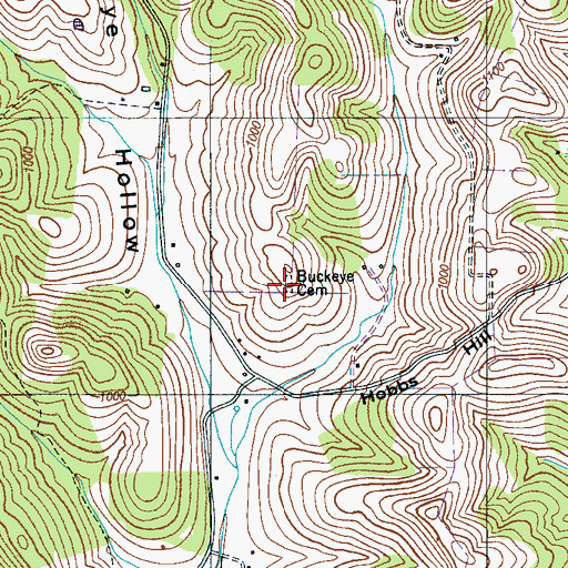 Topographic Map of Buckeye Cemetery, TN