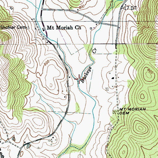 Topographic Map of Buckeye Creek, TN