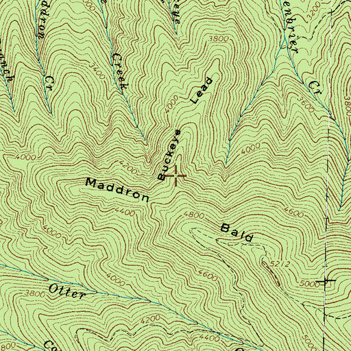 Topographic Map of Buckeye Lead, TN