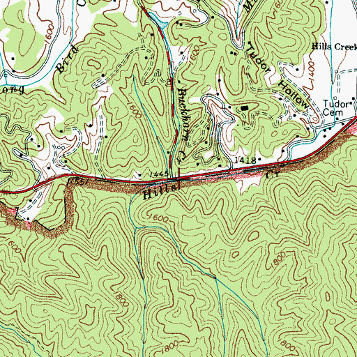 Topographic Map of Buckhorn Creek, TN