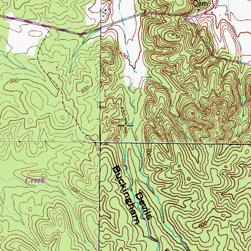 Topographic Map of Buckingham Hollow, TN