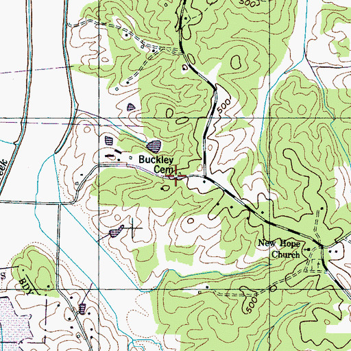 Topographic Map of Buckley Cemetery, TN