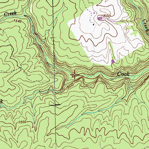 Topographic Map of Bucklick Creek, TN